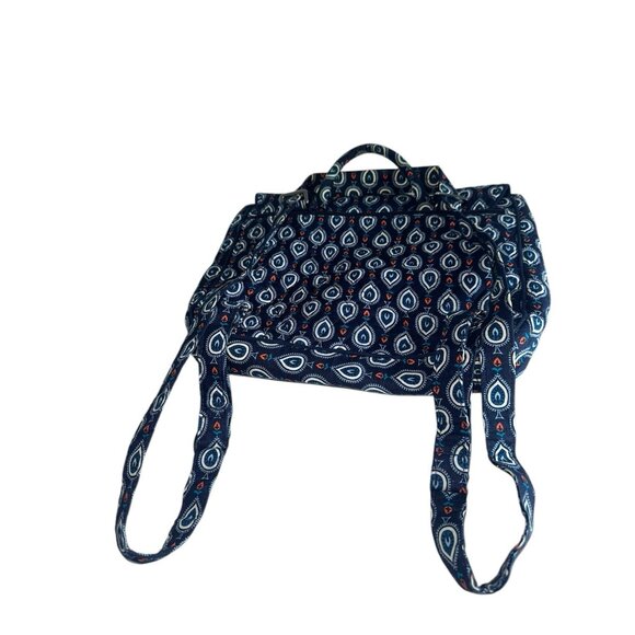 Vera Bradley Convertible Mailbag Backpack Marrakesh Motifs Navy Blue Print - Picture 3 of 7